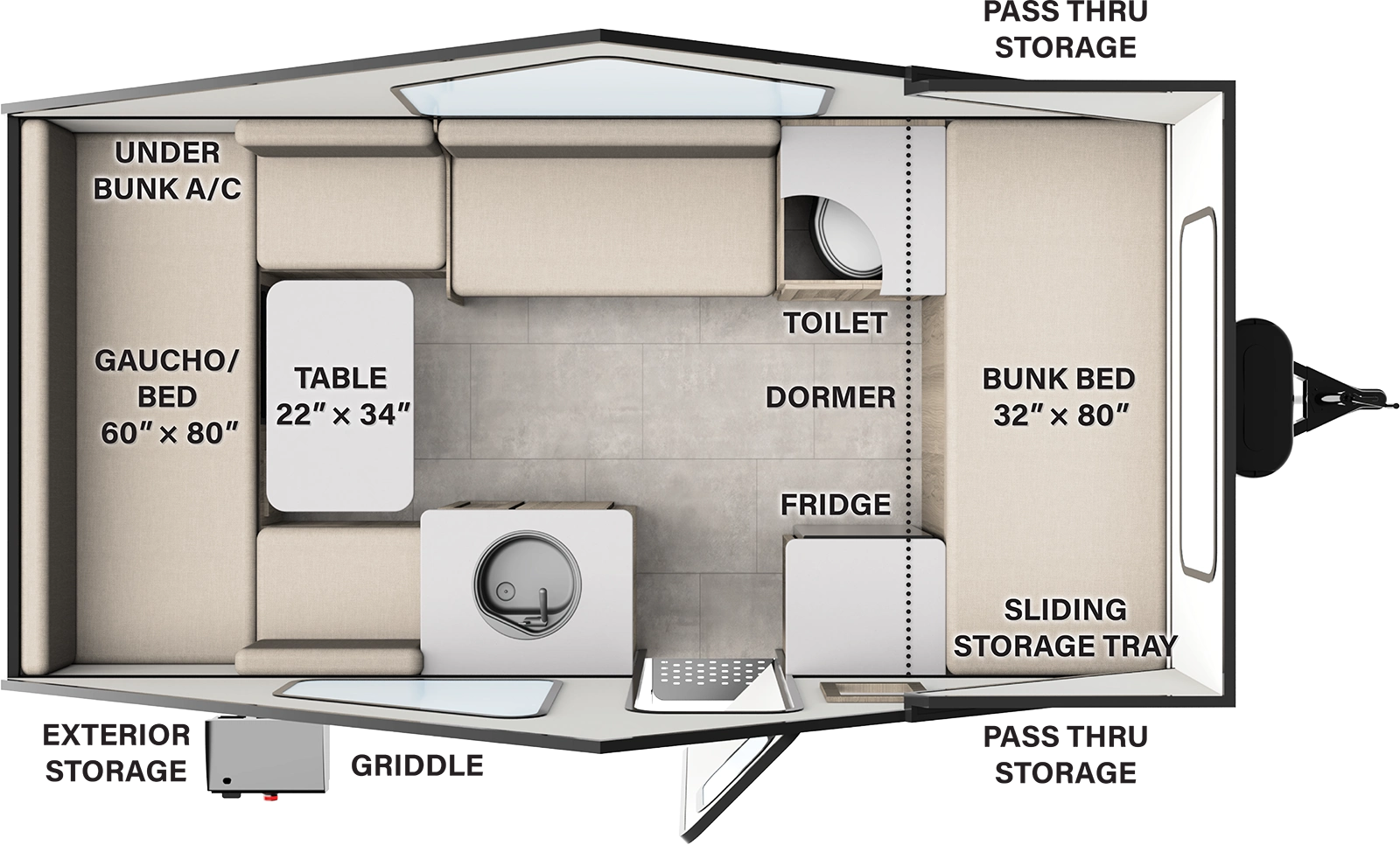 Rockwood Hardside Pop Up Campers A216HS Floorplan
